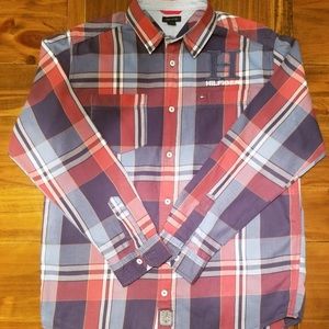 Tommy Hilfiger plaid button down shirt BIG "H"